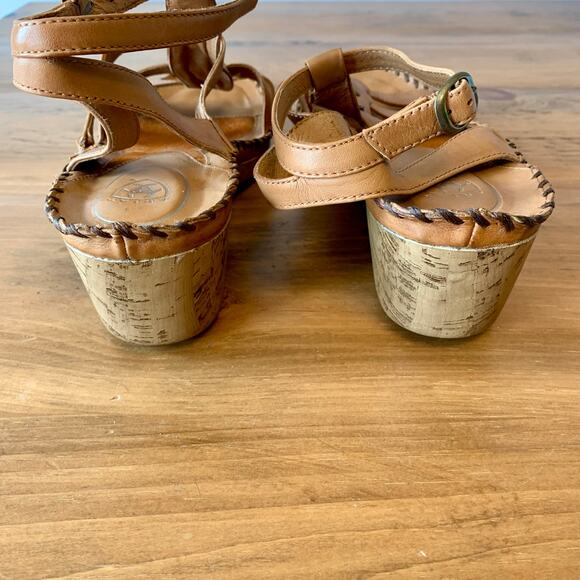 Ariat Women's Sandal Tan Leather Strappy Slide Buckle Strap Size 11B Heel - Picture 7 of 16